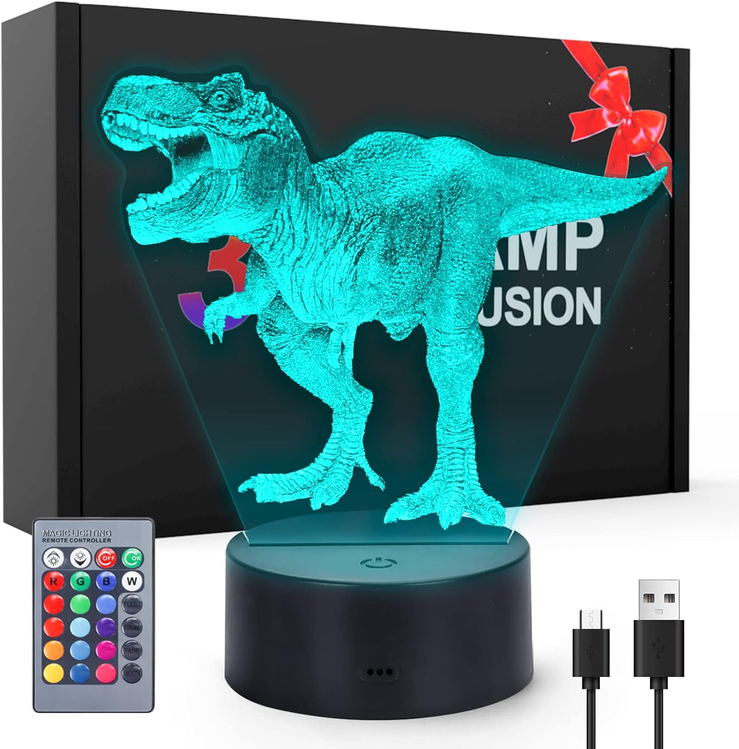 Lampe Dinosaure 3D veilleuse enfant (télécommande)