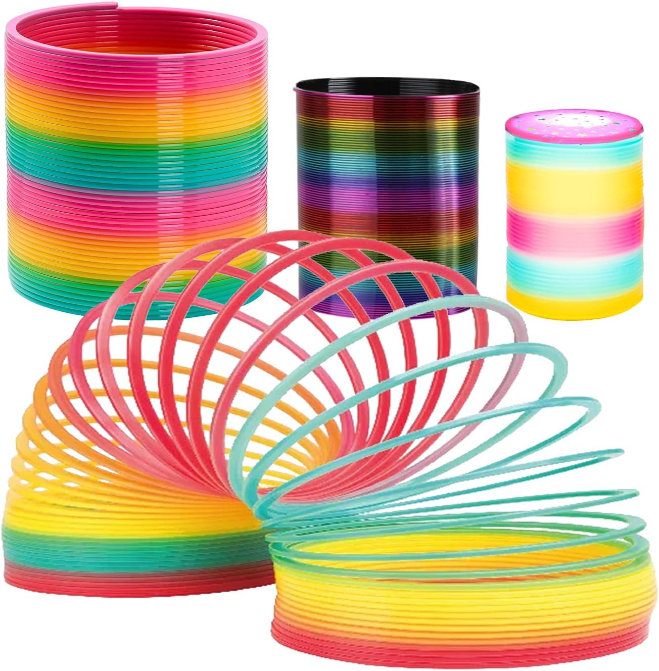 DSL — lot de 3 Slinky arc-en-ciel métal (3 tailles)