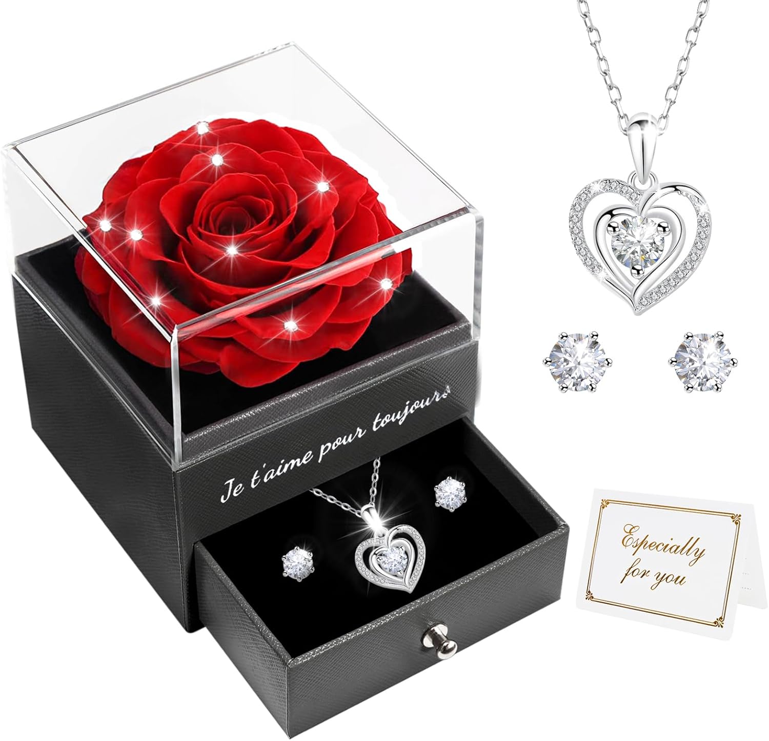 Rose éternelle sous cloche (coffret)