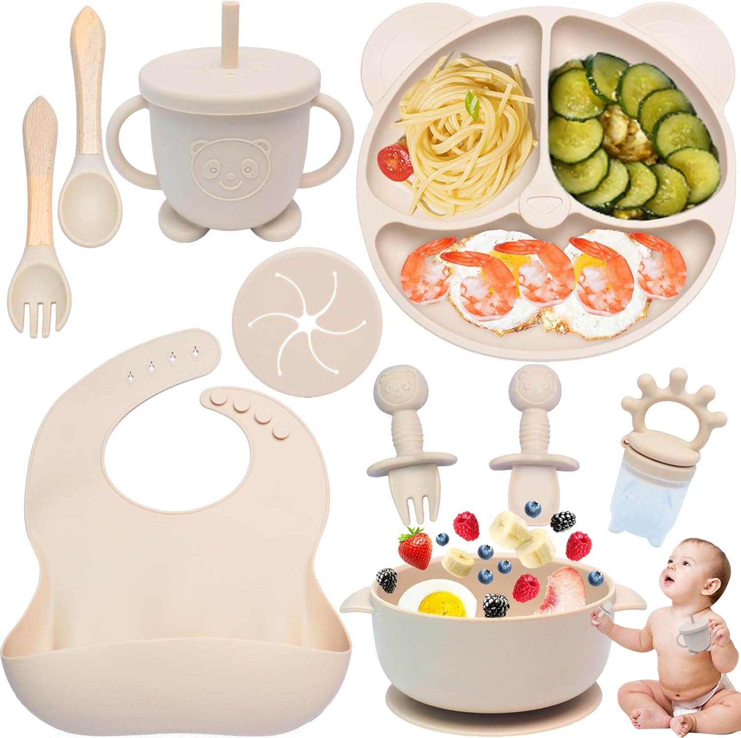 Coffret repas bébé silicone 10 pièces - Dazhtu