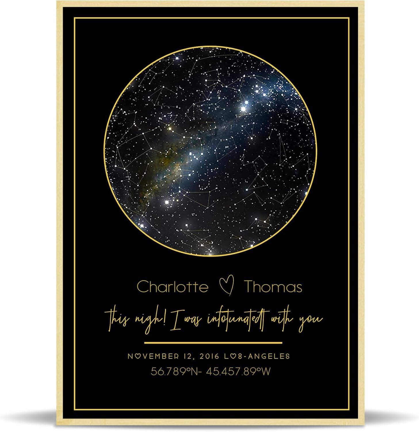 Affiche carte du ciel personnalisée date et lieu de naissance