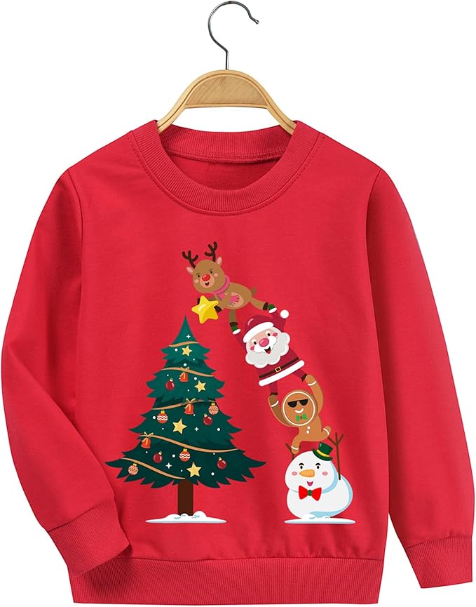 Pull de Noël enfant mixte rouge