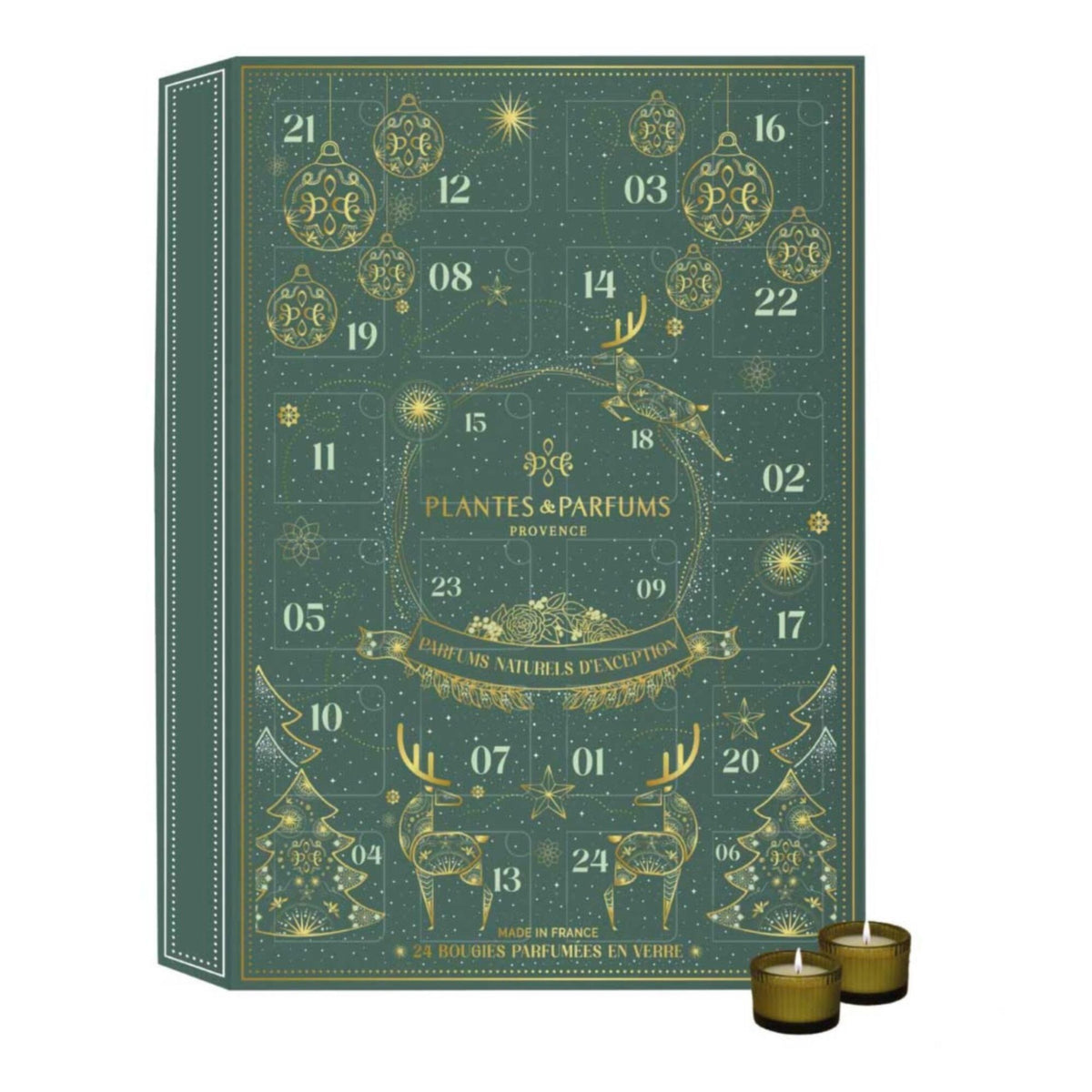 Calendrier de l'Avent Plantes & Parfums 24 bougies parfumées en verre