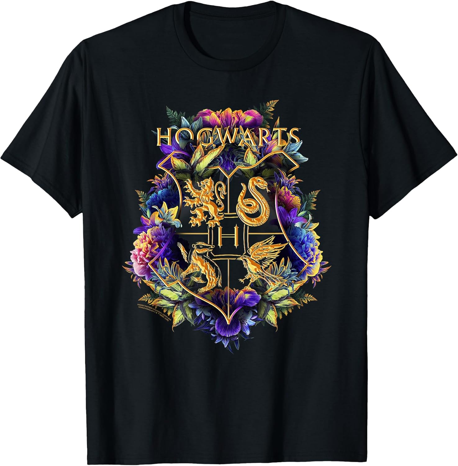 T-shirt blason floral Poudlard