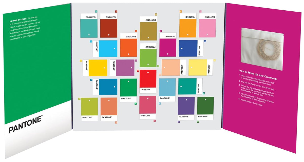 Calendrier de l'Avent Pantone 2026 ornements colorés