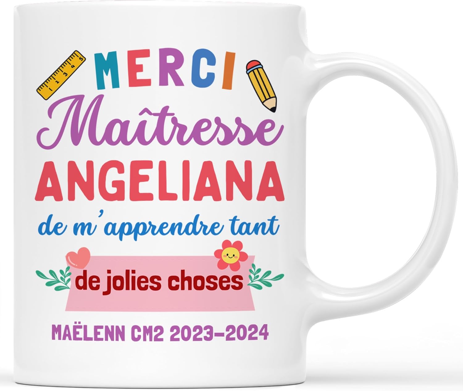 Mug personnalisé « Merci Maîtresse » (design 5)