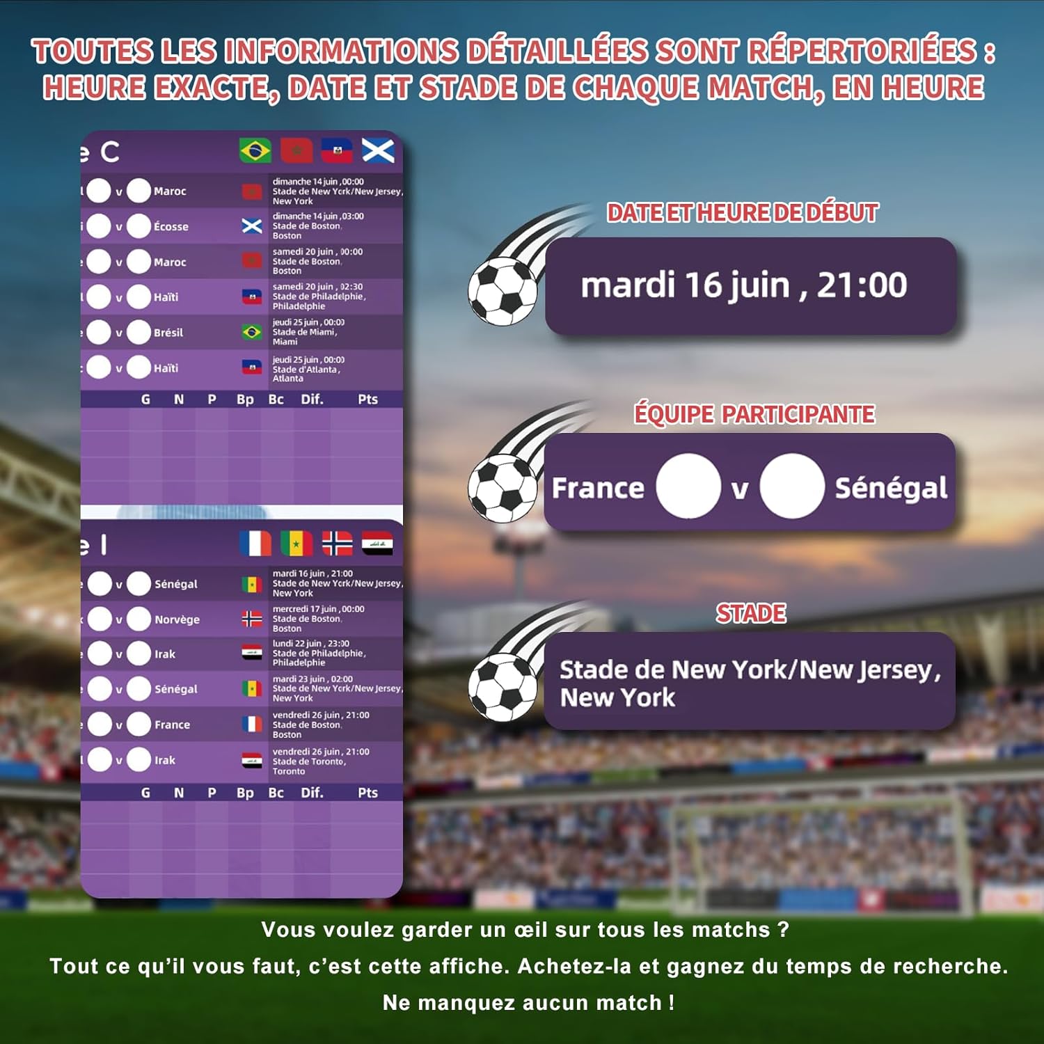 Calendrier Coupe du Monde de Football 2026 Maison Cadeau