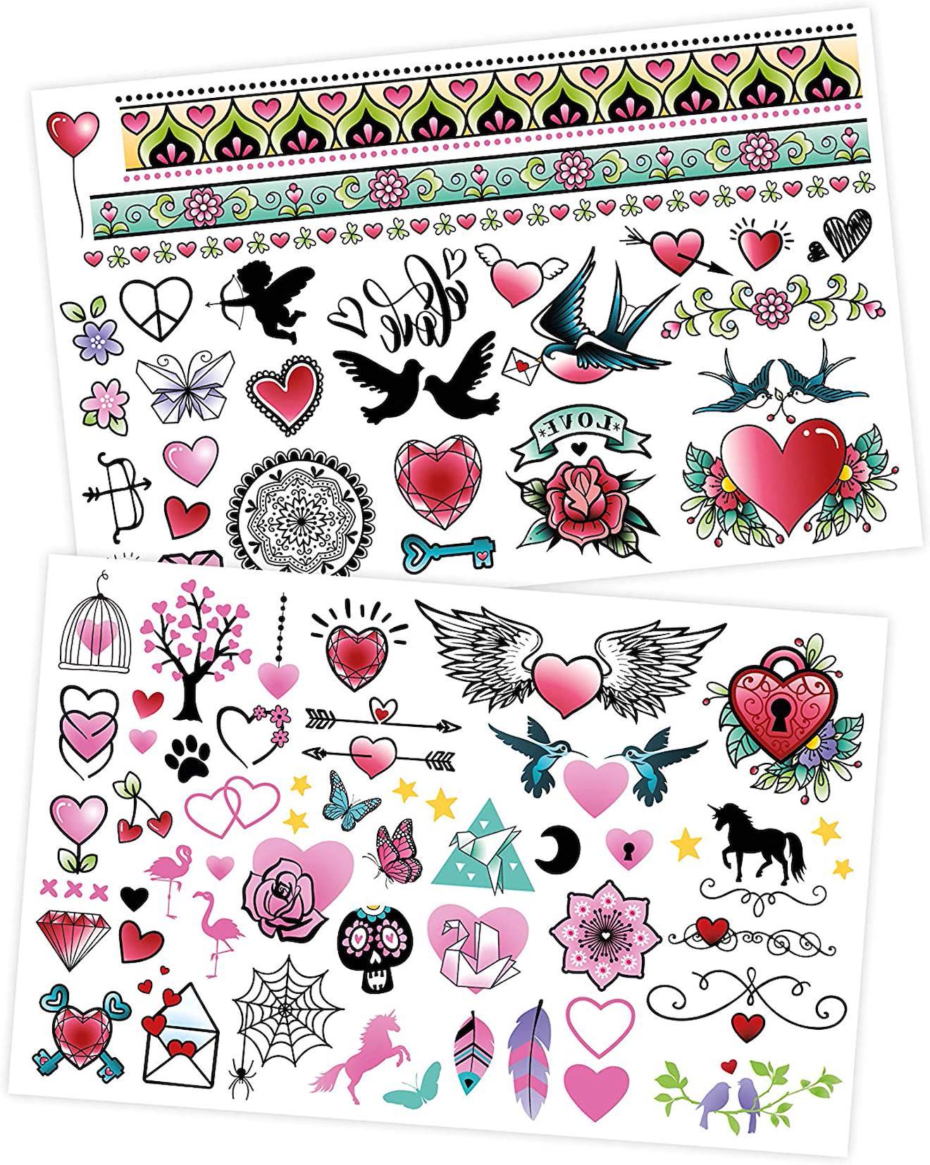 75 tattoos lavables colorés bleu