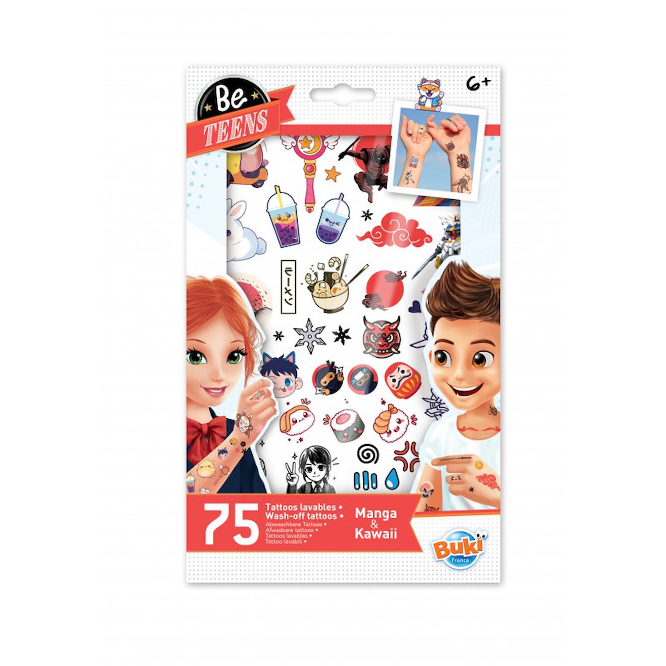 75 tattoos lavables manga kawaï blanc