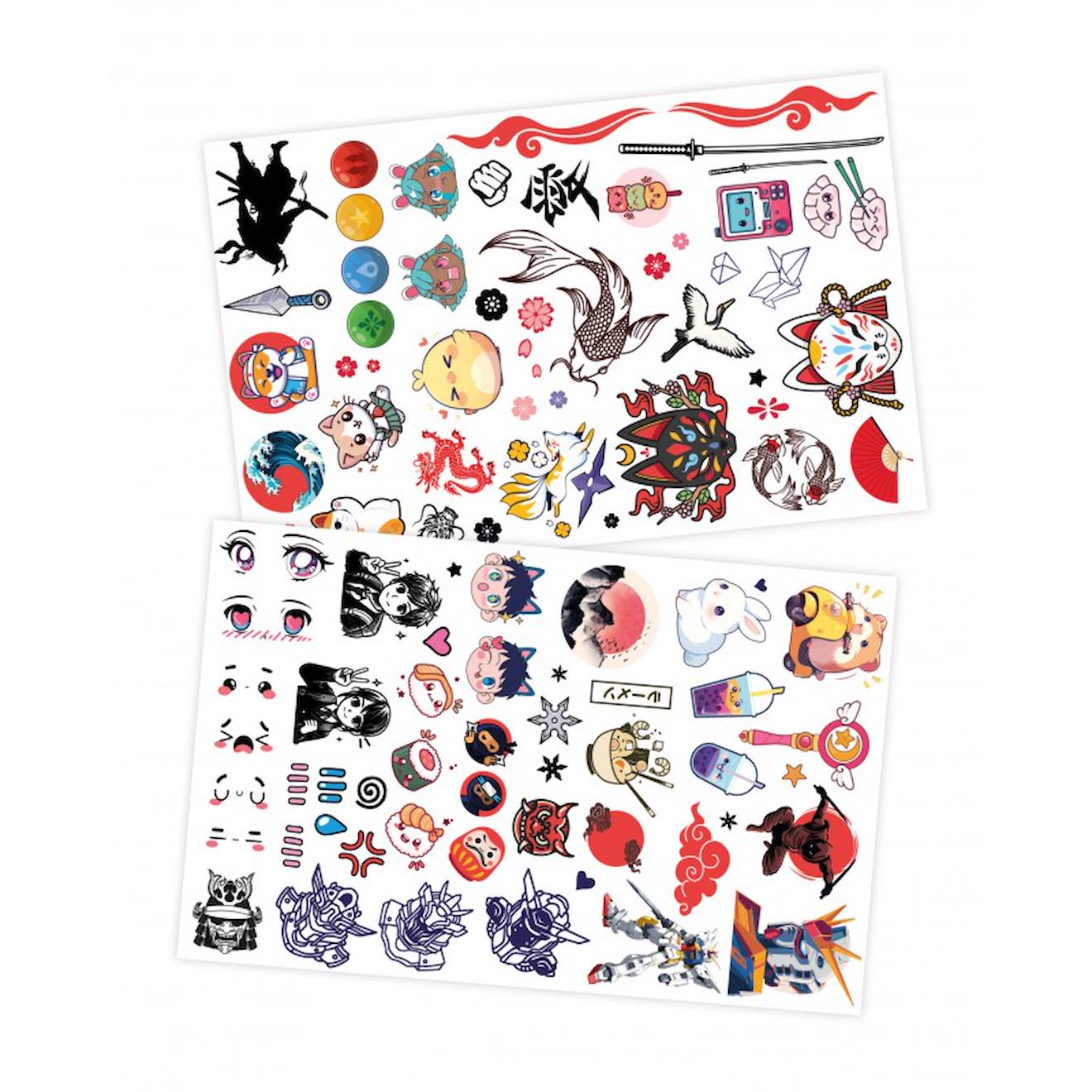 75 tattoos lavables manga kawaï blanc