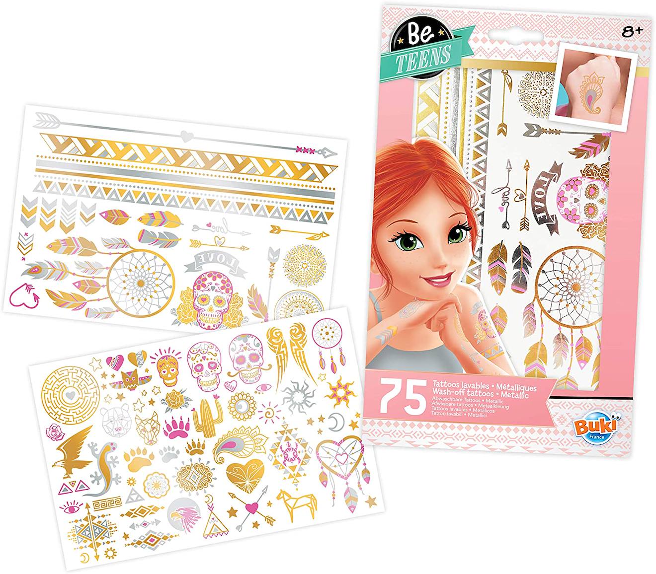 75 tattoos lavables métalliques rose