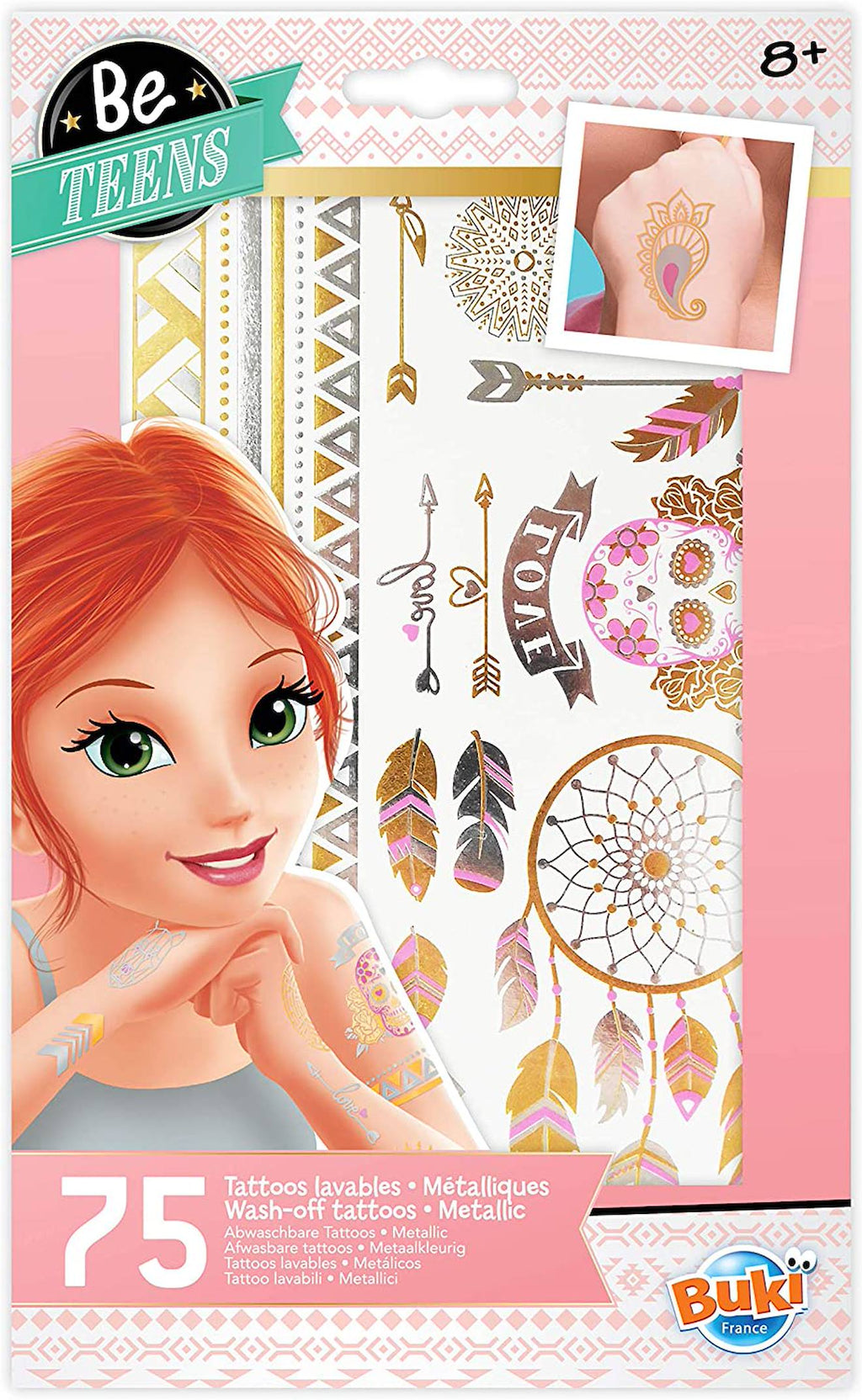 75 tattoos lavables métalliques rose