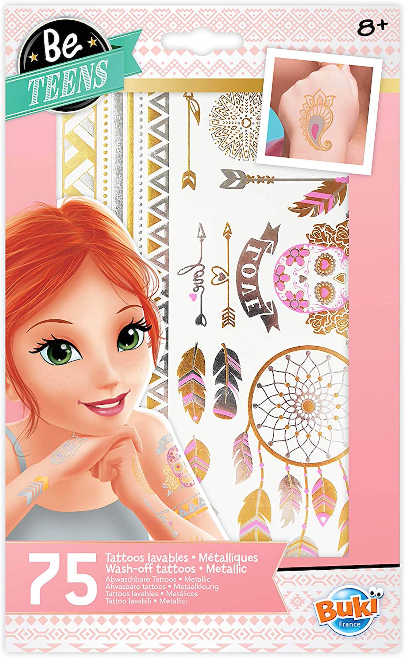75 tattoos lavables métalliques rose