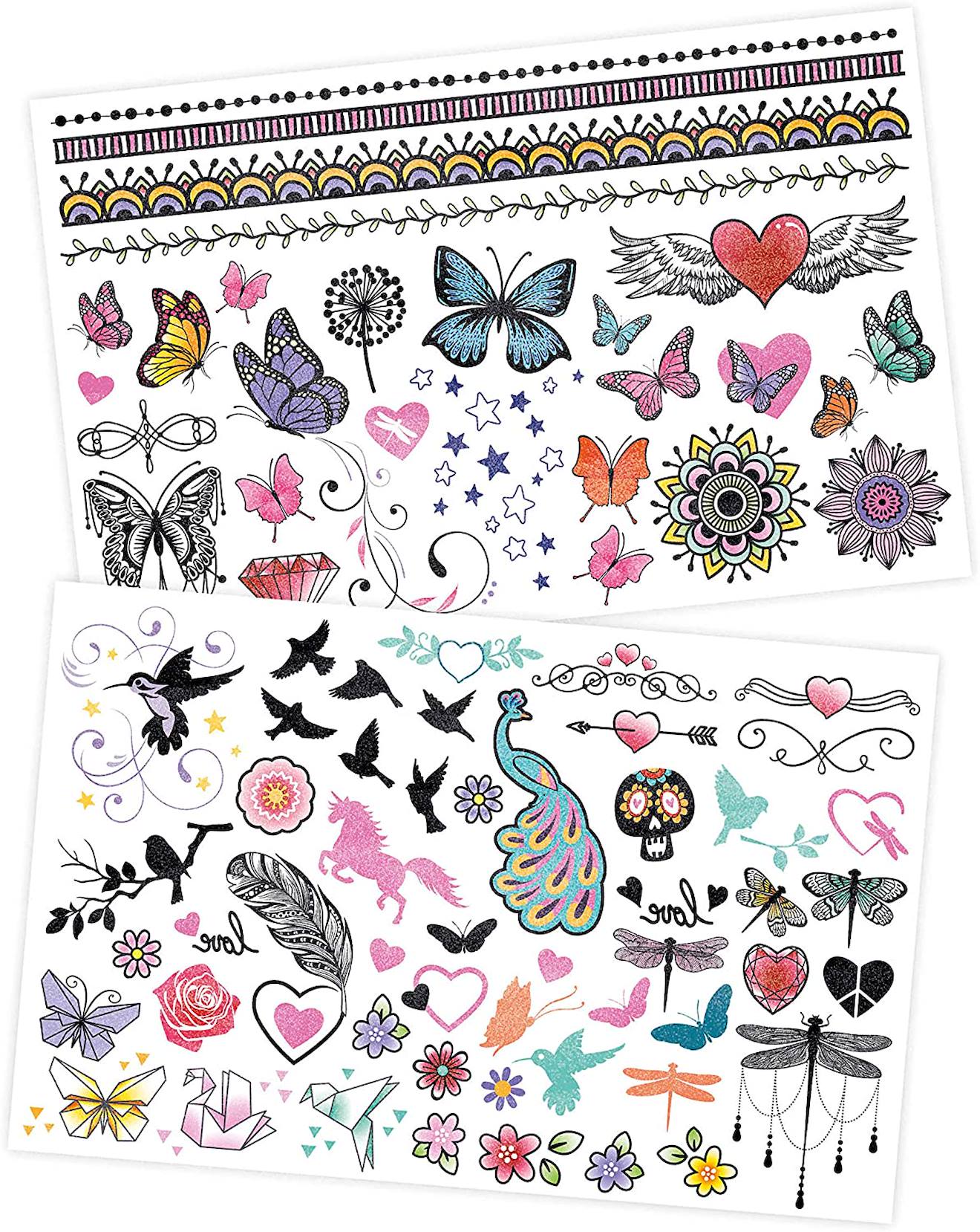 75 tattoos lavables paillettes rose
