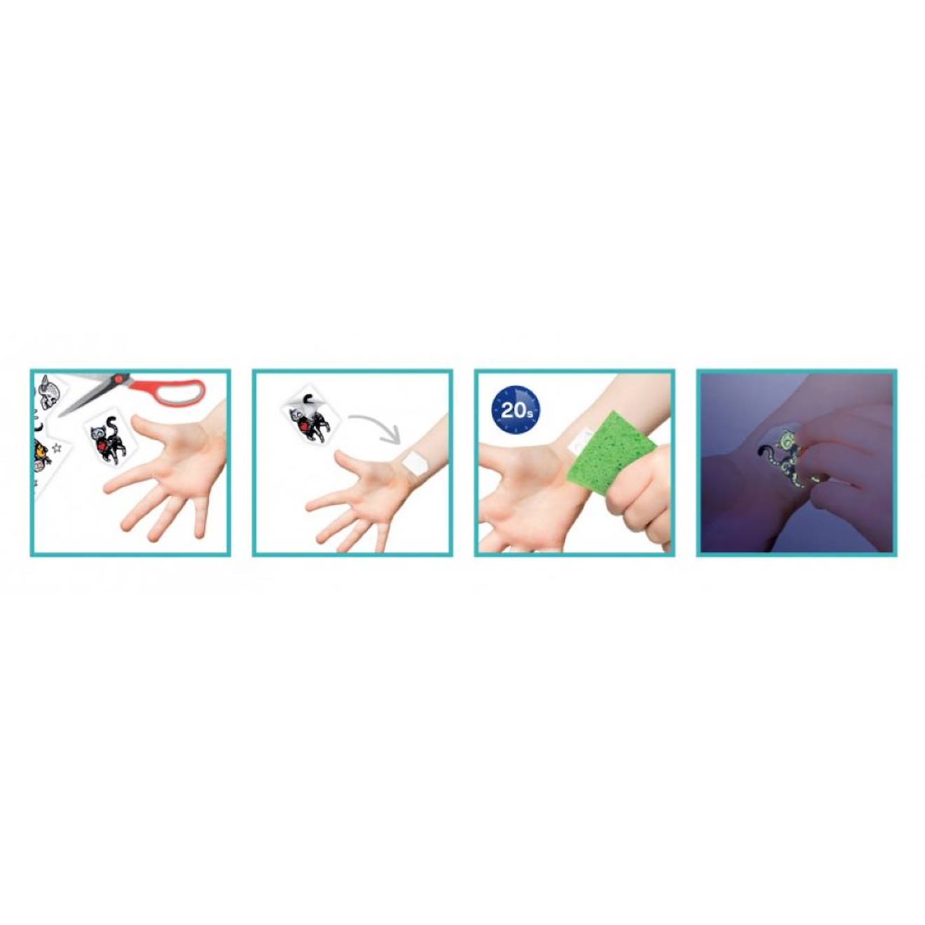 75 tattoos lavables phosphorescents blanc