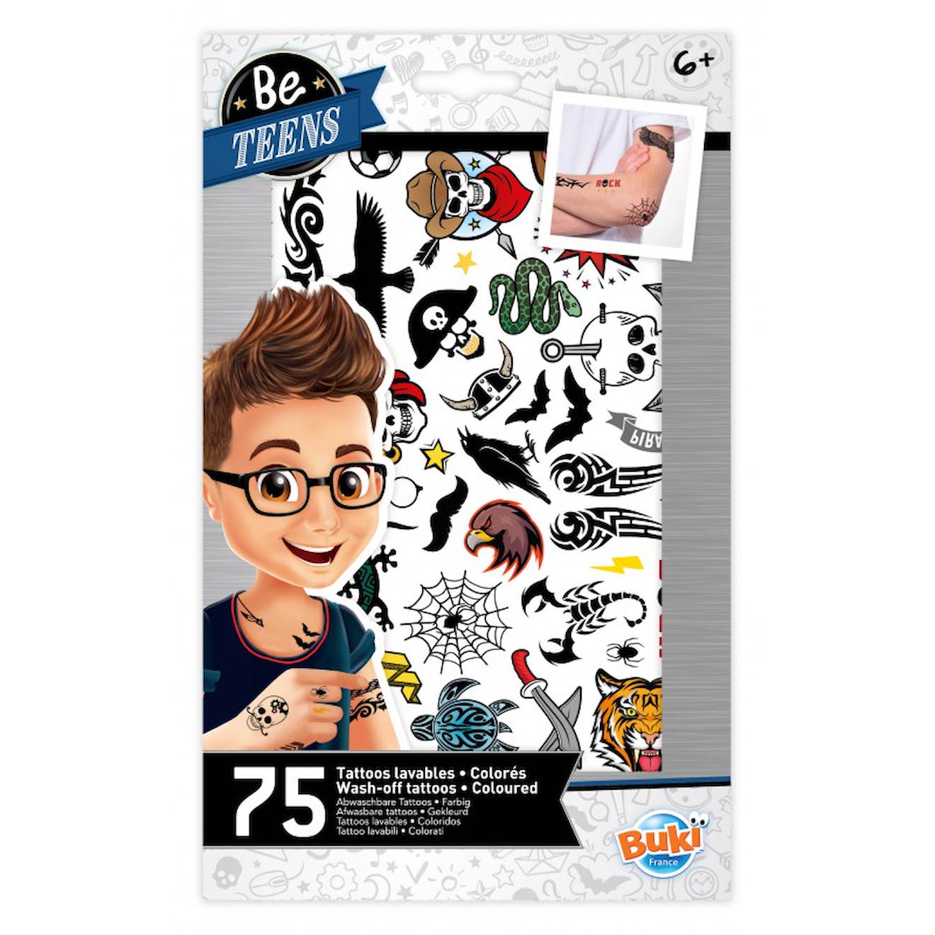75 tattoos lavables rock gris
