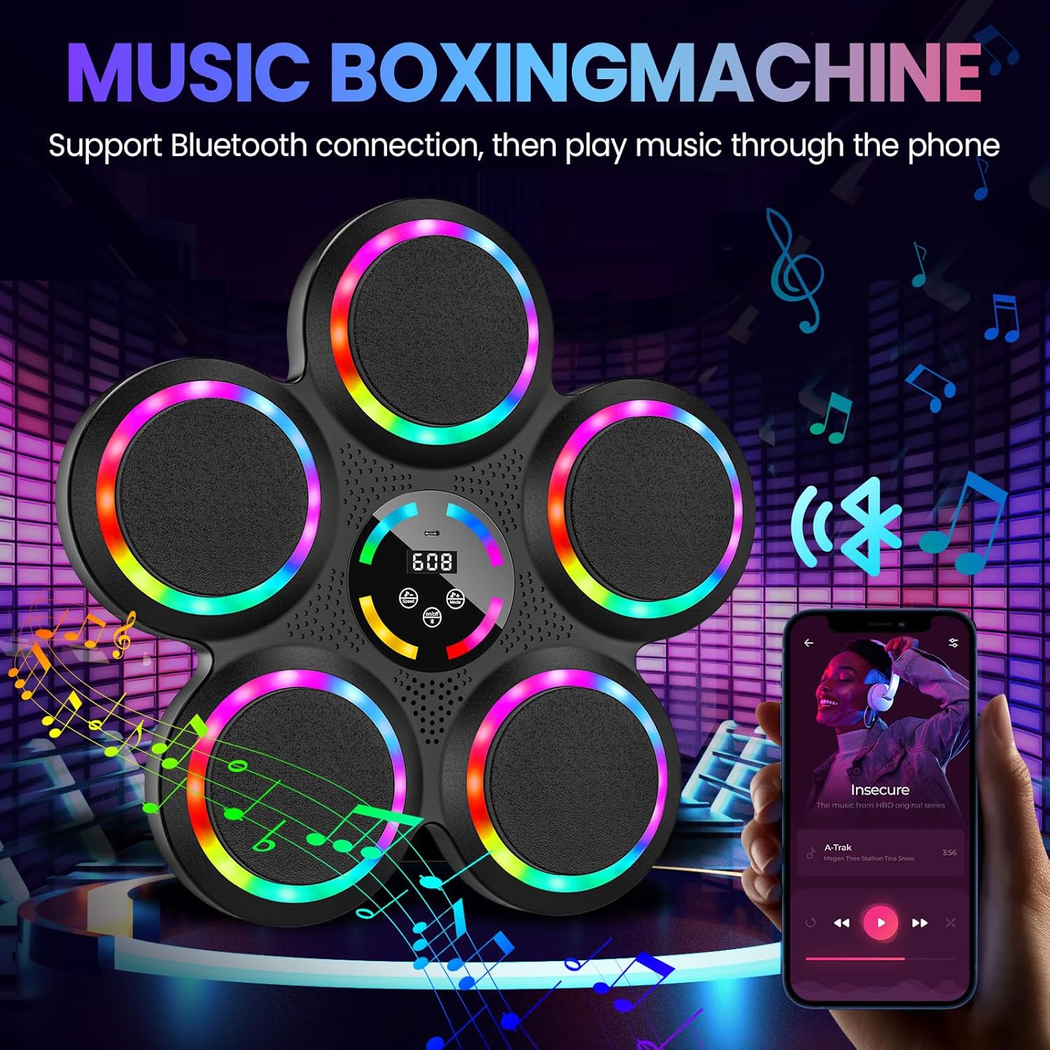 Machine de boxe musicale : entraînement fun et connecté