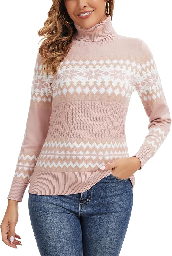 Pull de noël femme col roulé
