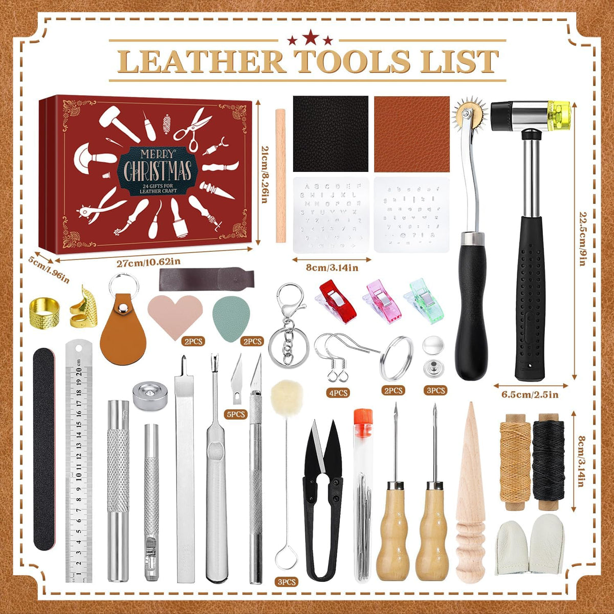 Liste des outils du calendrier de l'Avent iZoeL cuir