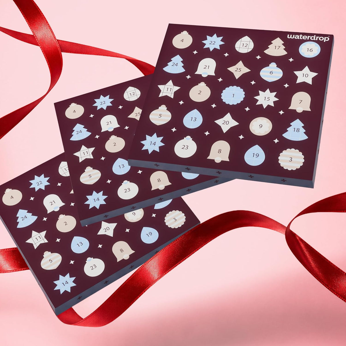 Calendriers de l'Avent waterdrop 2026 avec ruban rouge