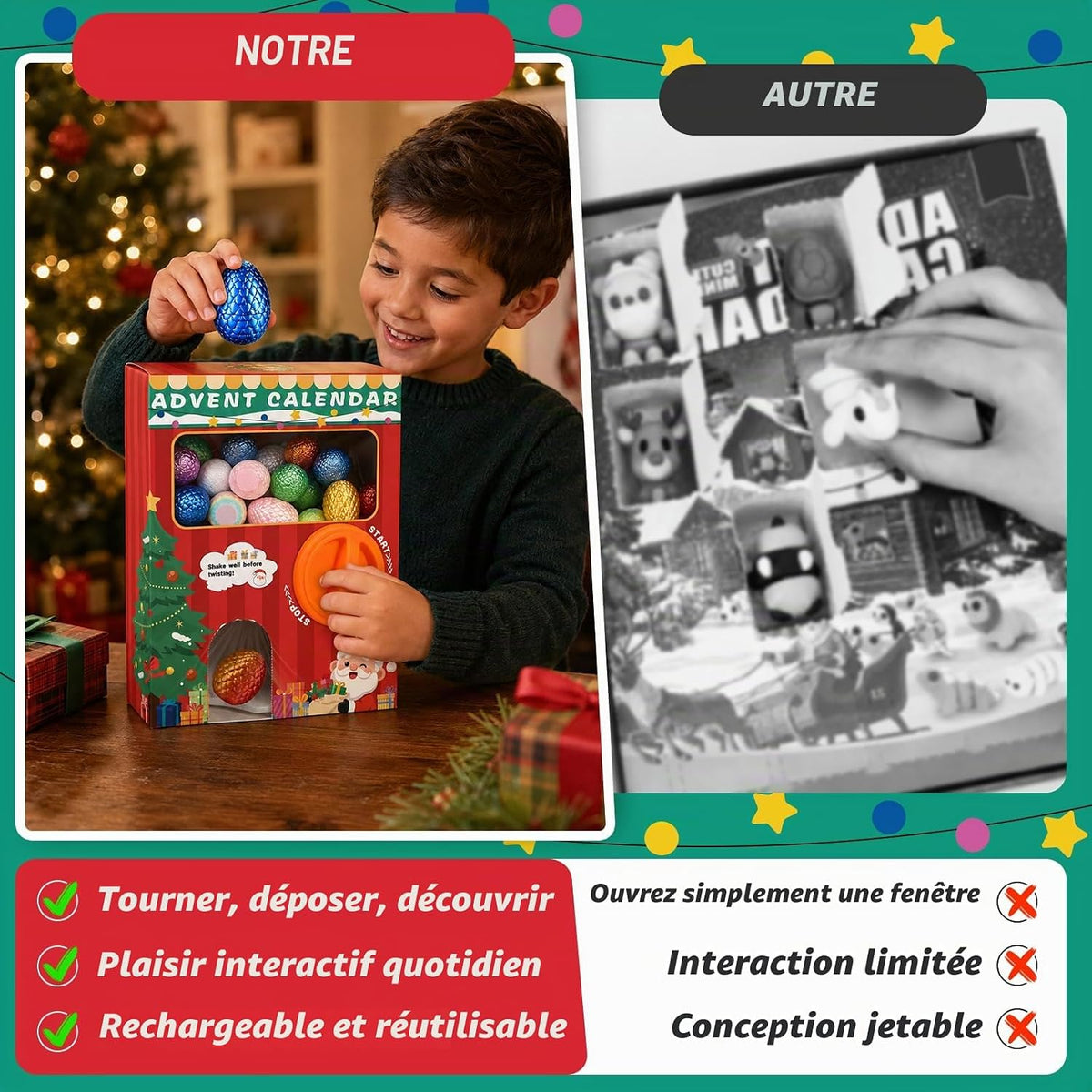 Calendrier de l'Avent Animaux 3D pidouzim avec distributeur de capsules