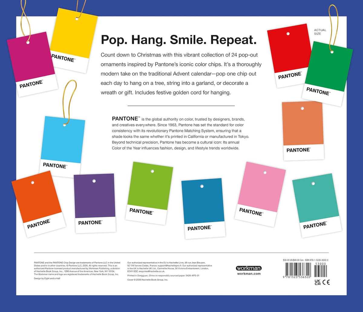 Calendrier de l'Avent Pantone 2026 ornements colorés
