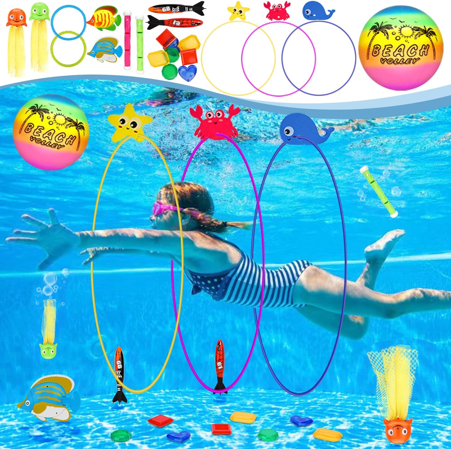 Kit de jouets de plongée enfant 27 pièces