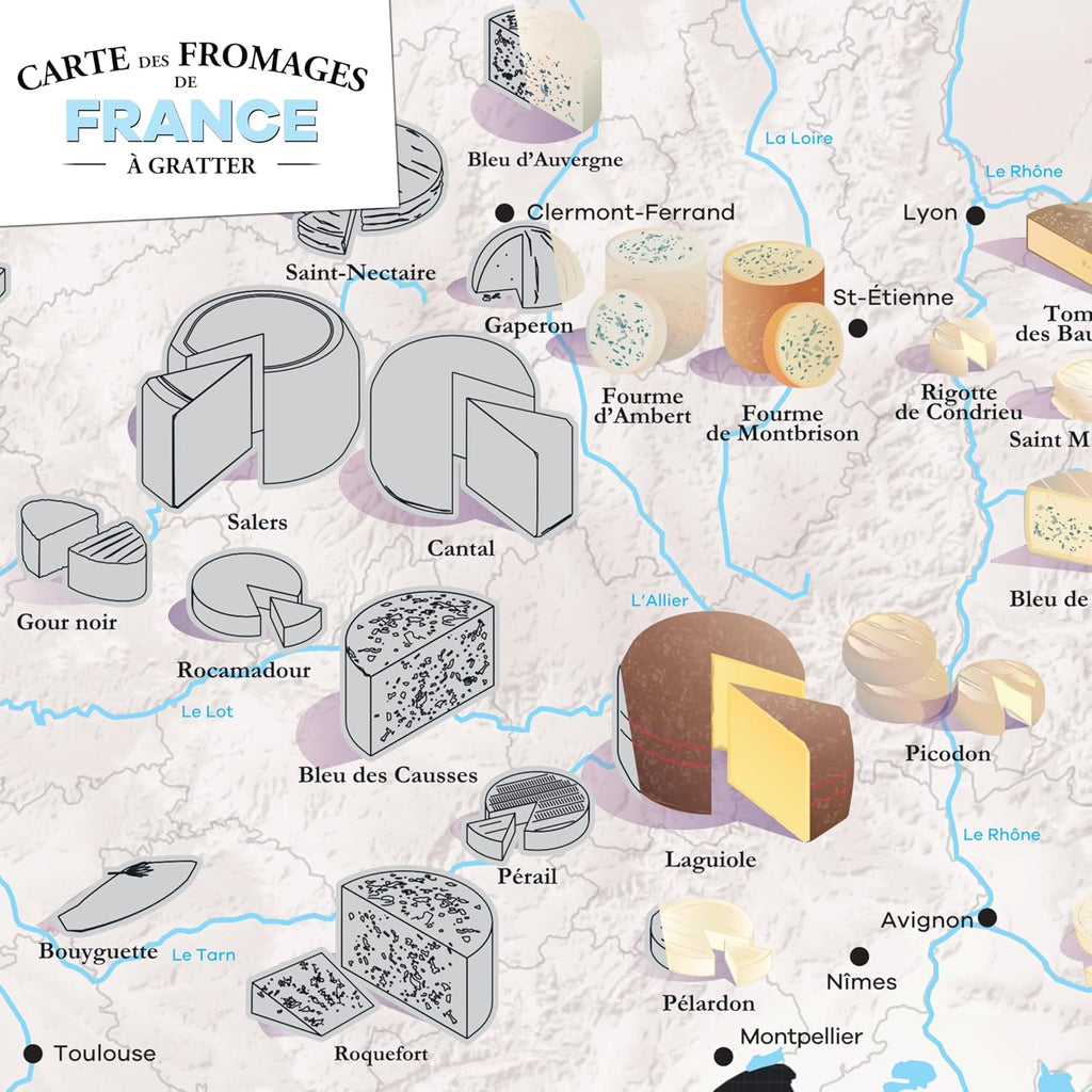 Carte des Fromages de France à gratter