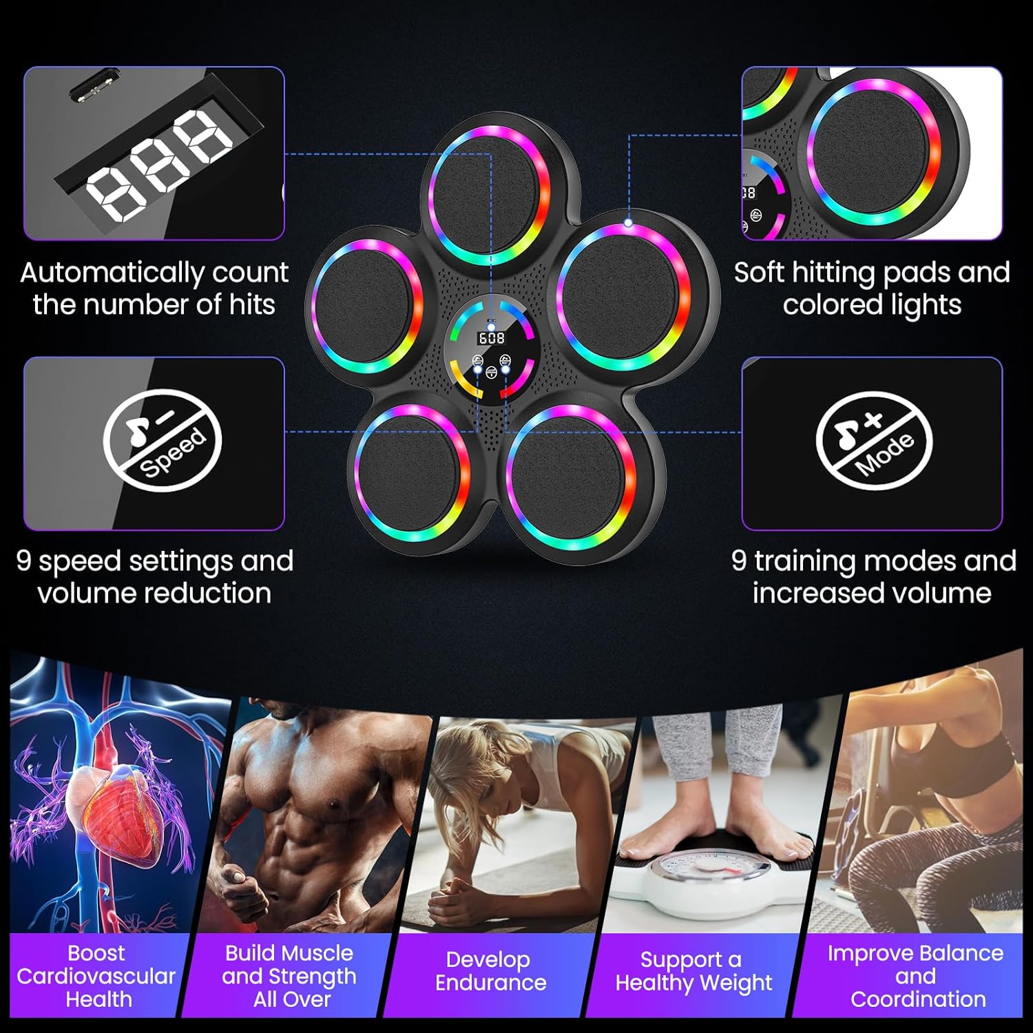 Machine de boxe musicale : entraînement fun et connecté