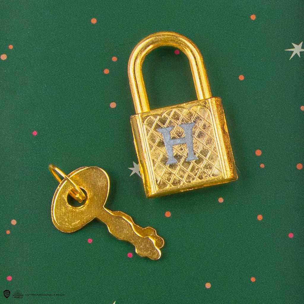 Cadenas doré gravé H et sa clé, calendrier de l'Avent Harry Potter Deluxe