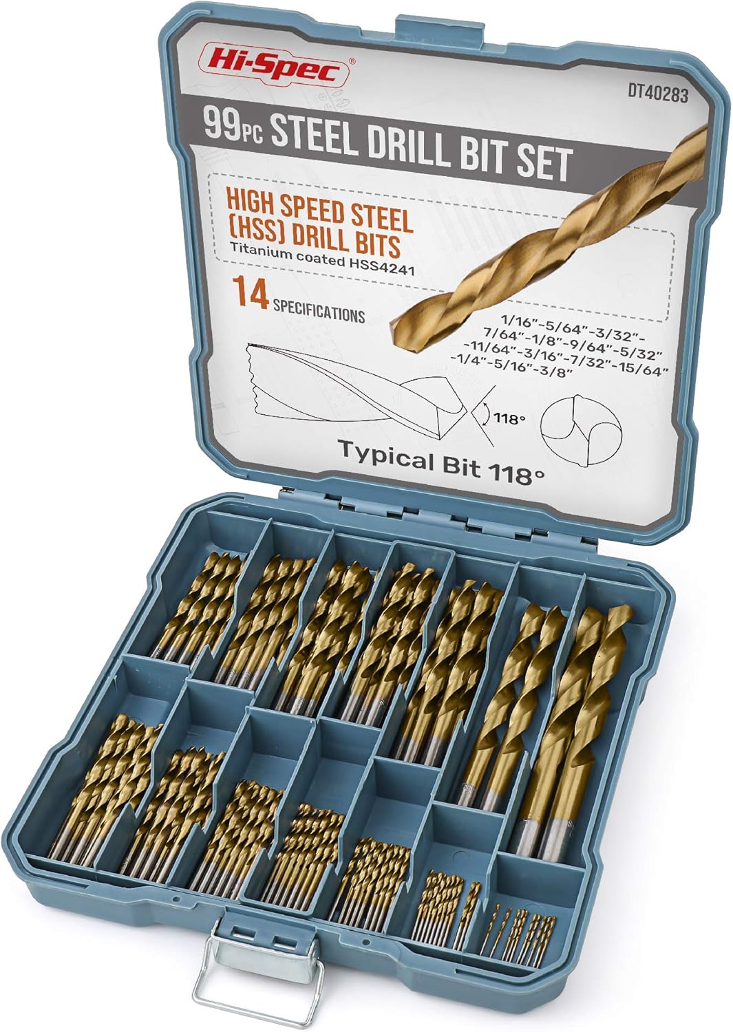 Coffret de 99 forets HSS revêtus titane 1-10 mm Hi-Spec