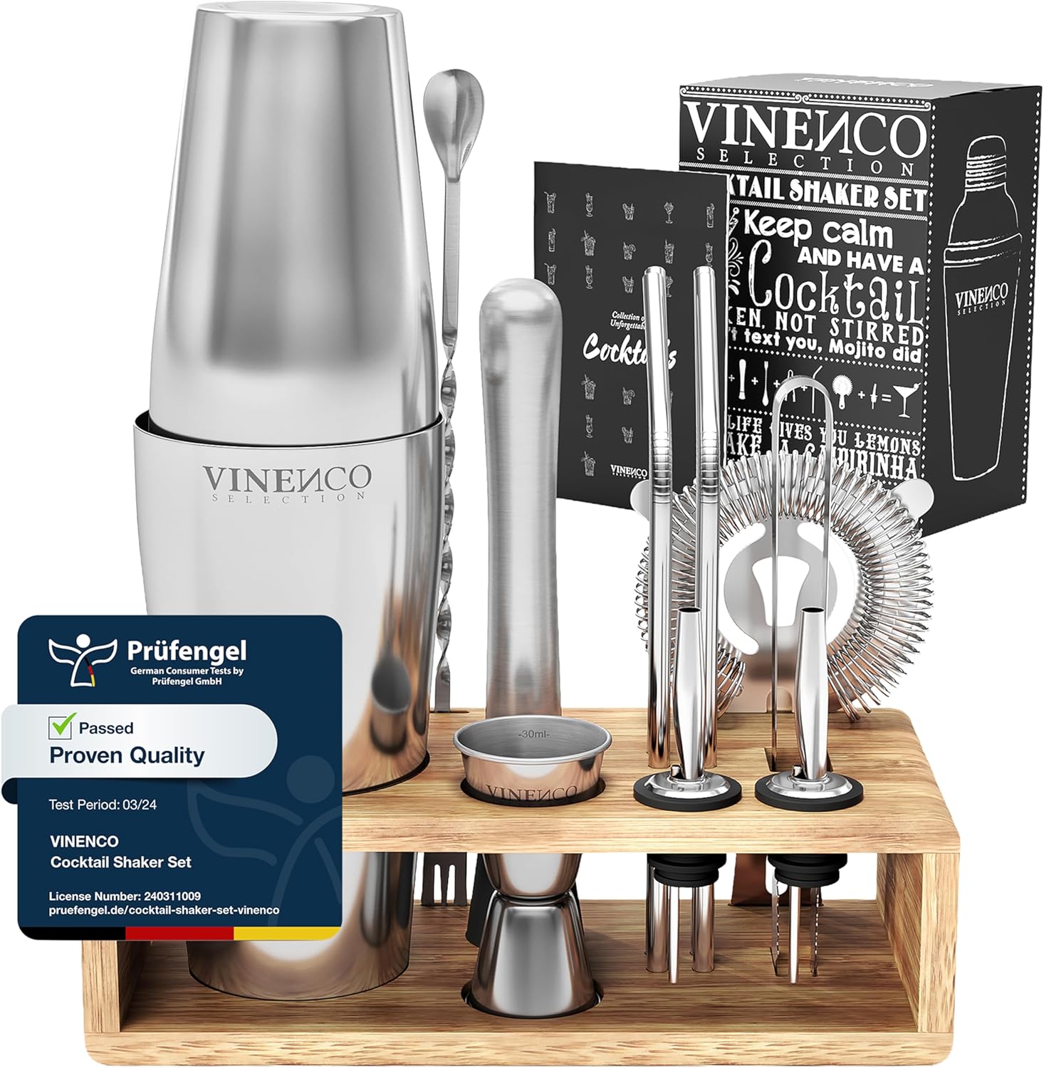 Kit cocktail shaker Boston avec livre de recettes bar