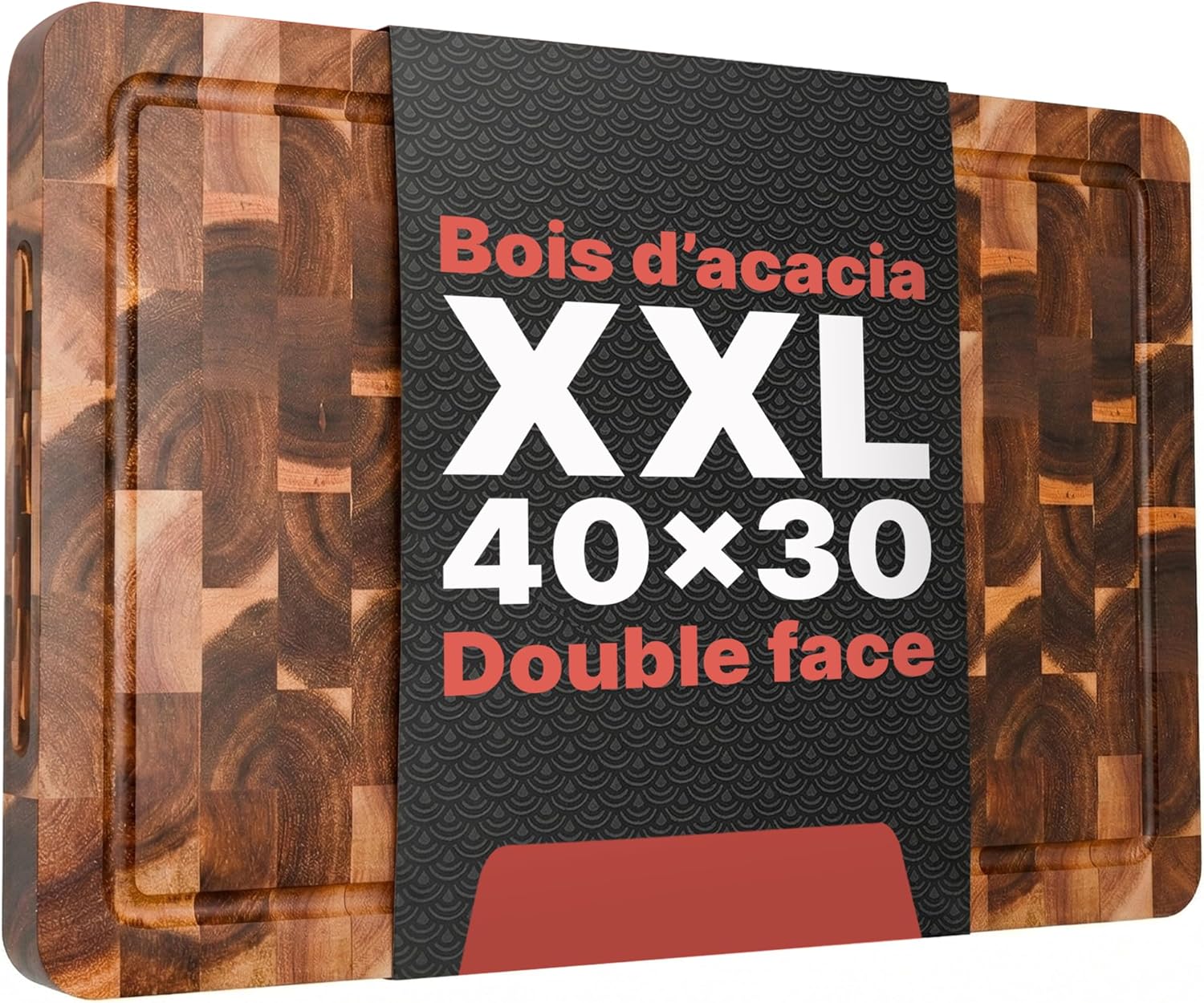 Planche à découper en bois de bout acacia double face Matakumi