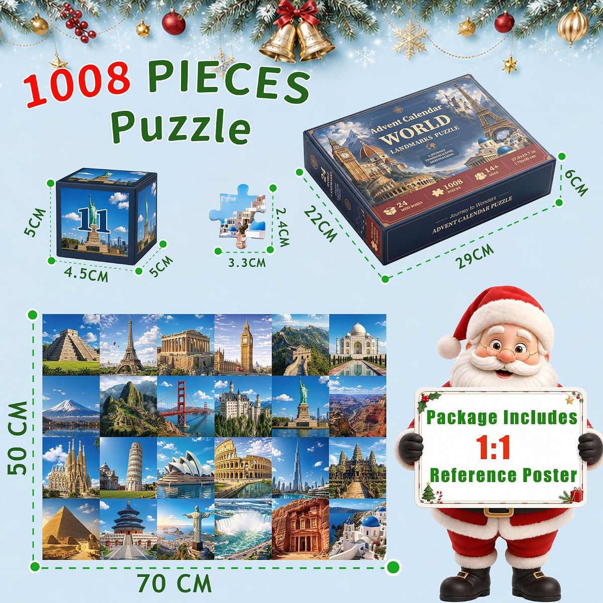 Calendrier de l'Avent puzzle Monuments du Monde 1008 pièces KimiLeo