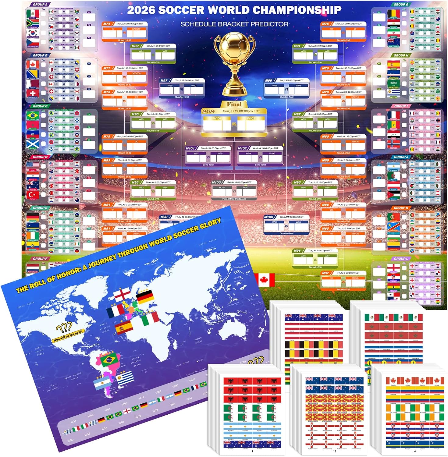 Poster calendrier géant Mondial 2026 + stickers