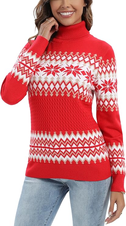 Pull de noël femme col roulé