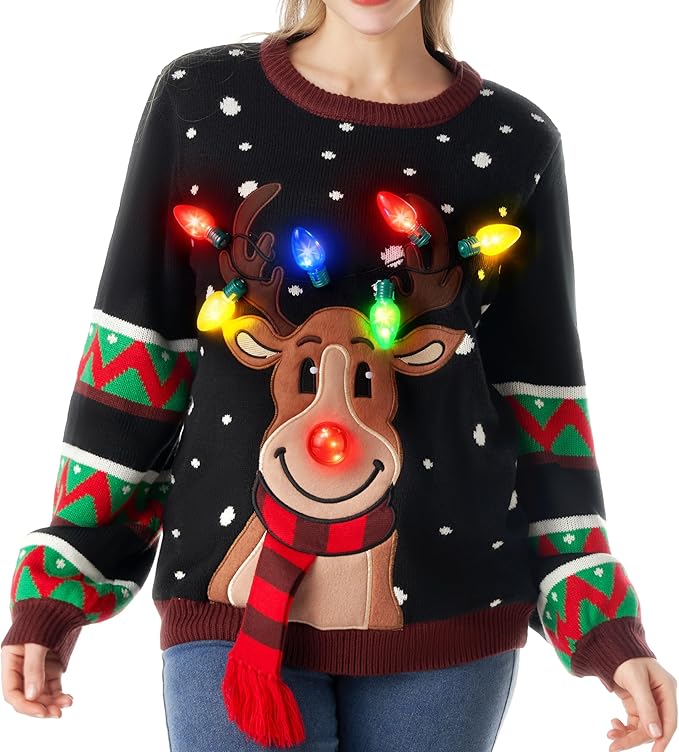 Pull de noël femme LED