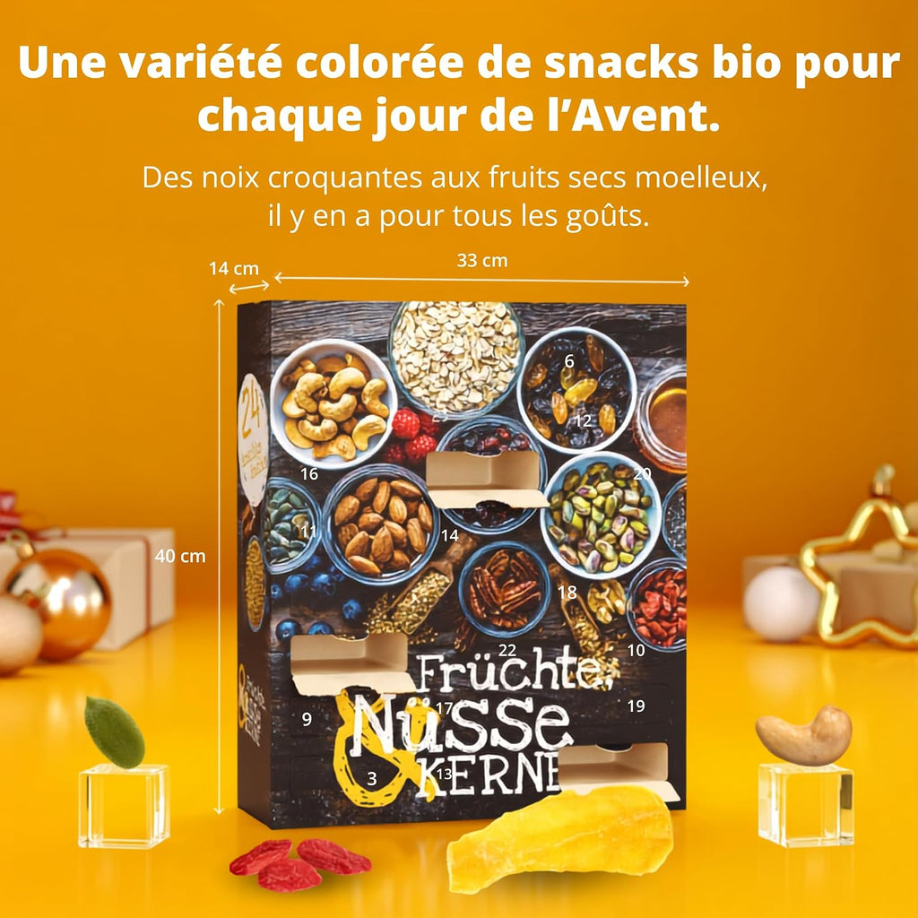 Calendrier de l'Avent Boxiland Fruits, noix et graines : dimensions du coffret