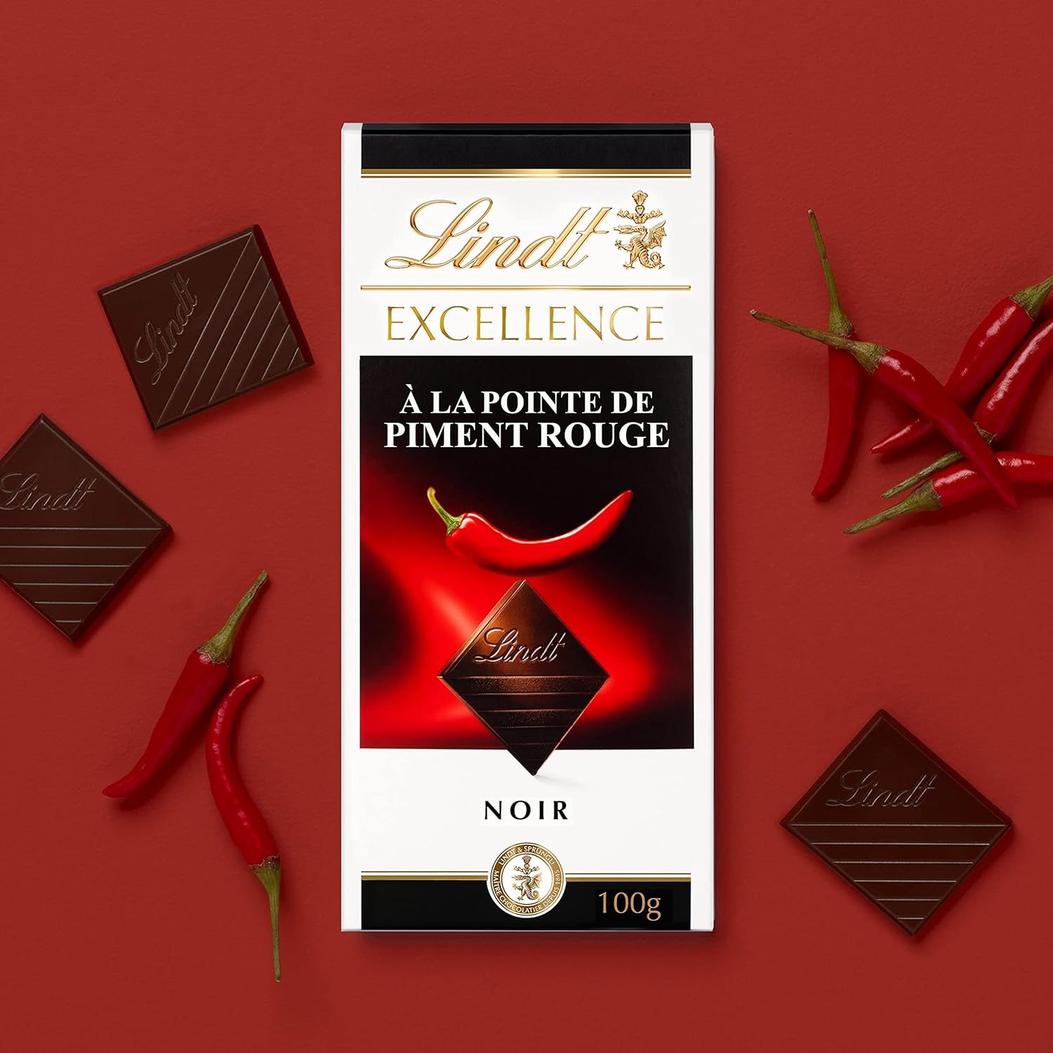 Tablette Excellence Noir à la Pointe de Piment Rouge - Lindt