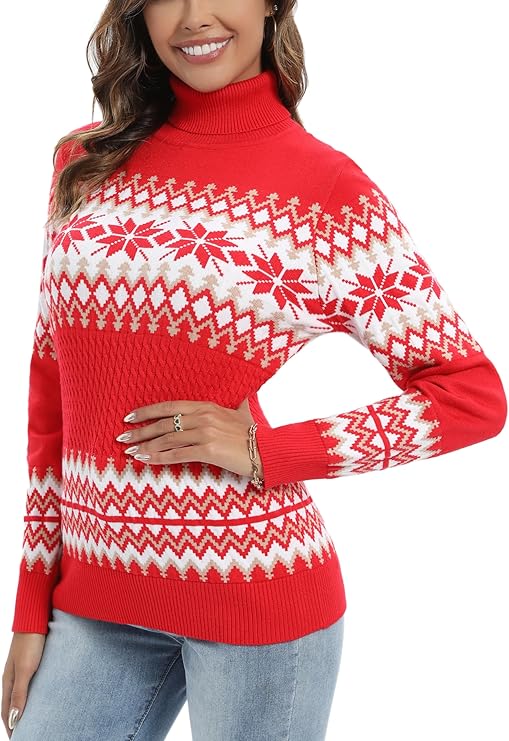 Pull de noël femme col roulé
