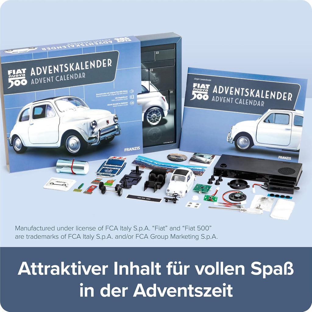 Contenu du calendrier de l’Avent Franzis Fiat 500