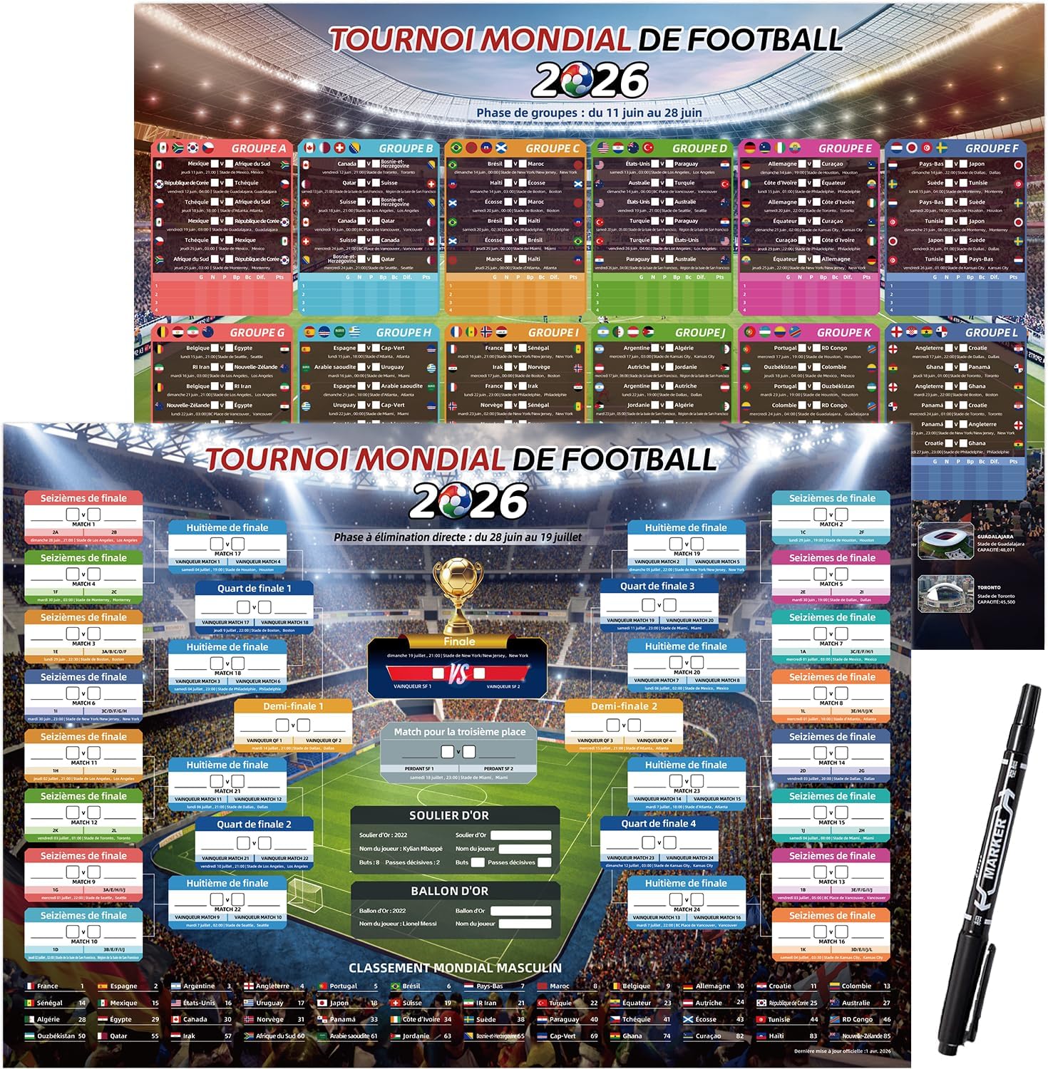 Set 2 posters A2 + stickers drapeaux