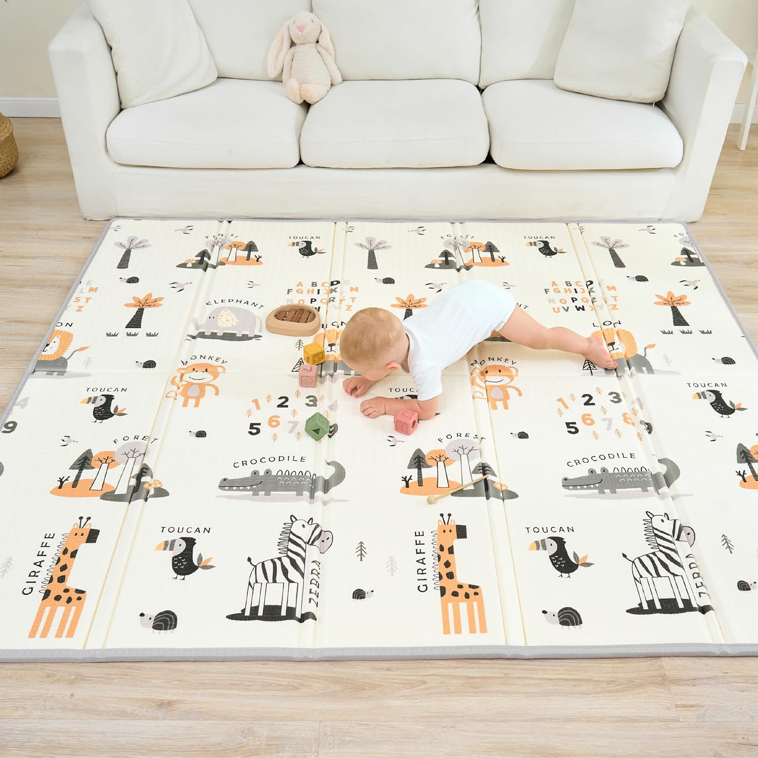 Tapis d'éveil bébé pliable réversible (épais)
