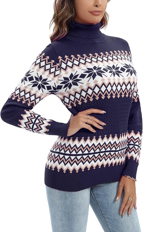Pull de noël femme col roulé