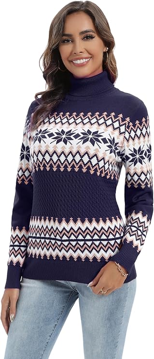 Pull de noël femme col roulé
