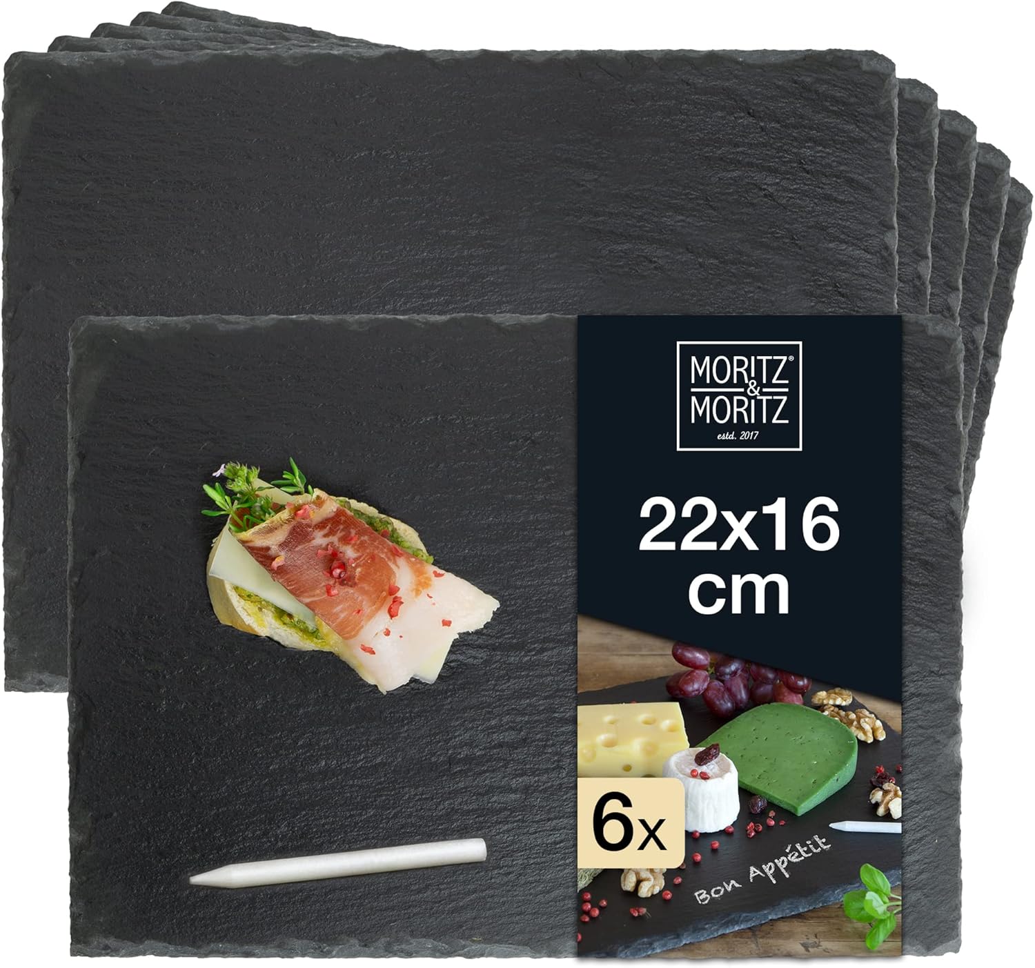 Lot de 6 plateaux de service en ardoise