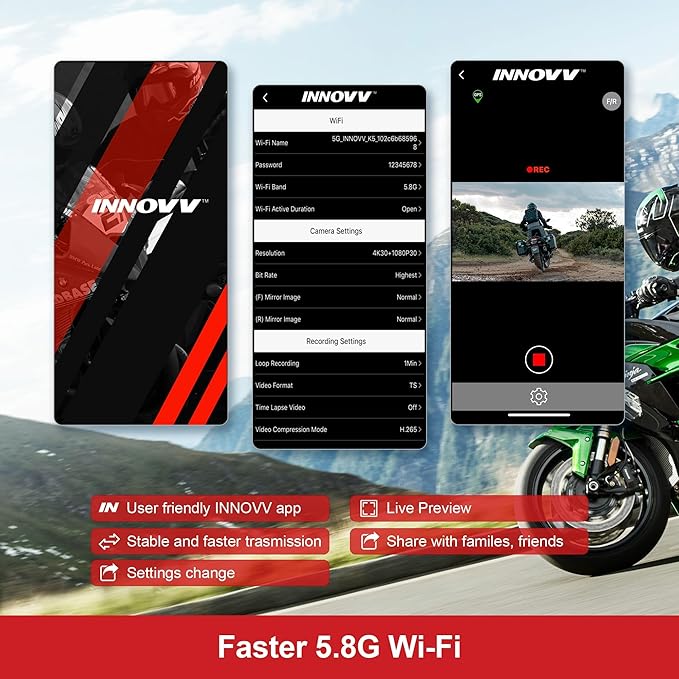 Caméra embarquée idéale pour les motards INNOVV K7