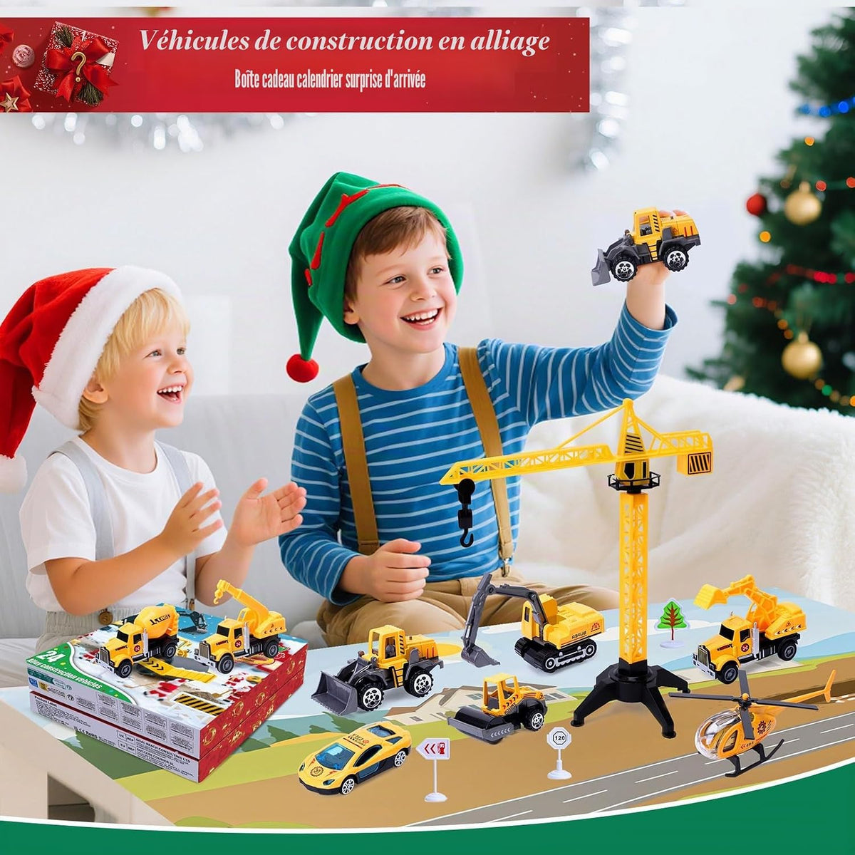 Contenu du calendrier de l'Avent véhicules de chantier Sumsoltic