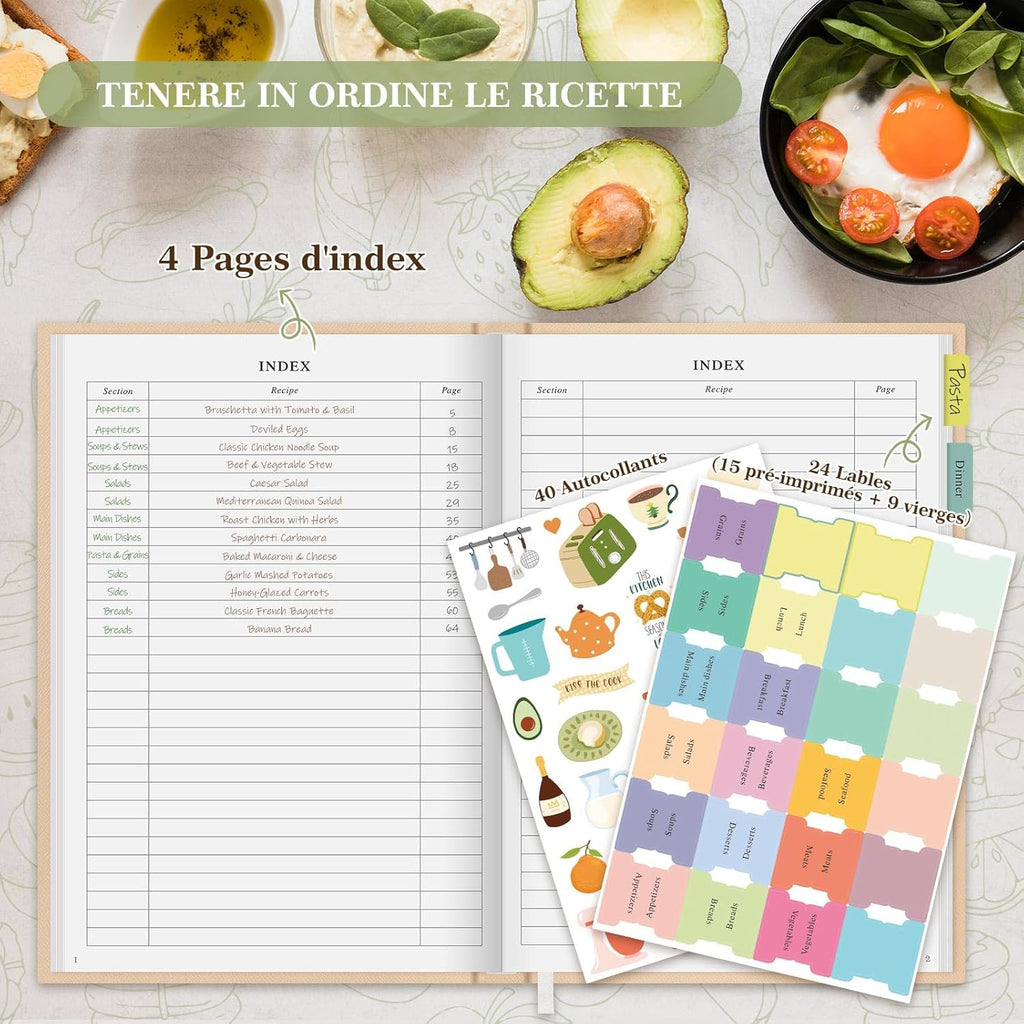 Journal de recettes à remplir – Carnet de recettes vierge élégant et pratique Maison Cadeau
