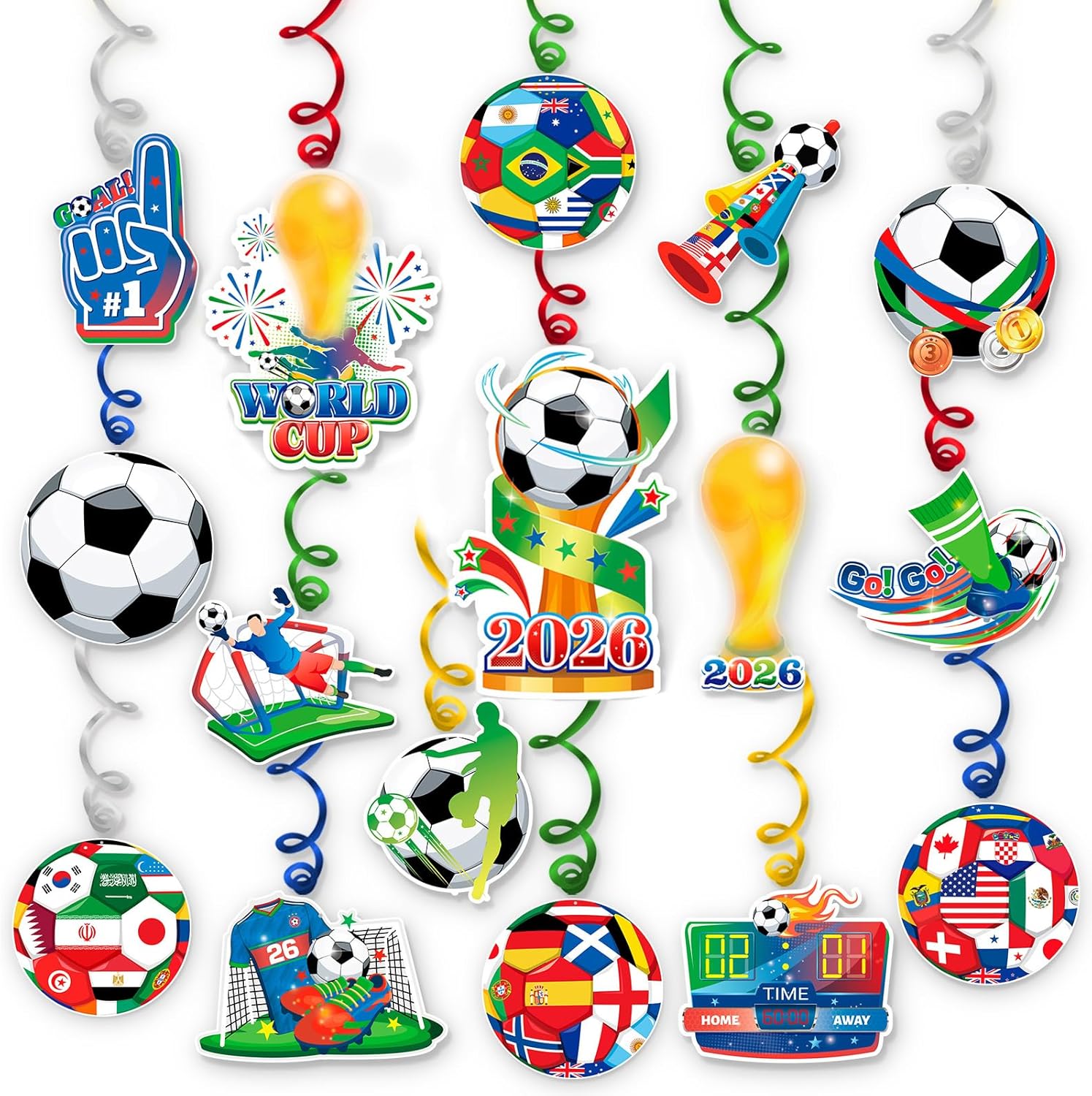 Tourbillons suspendus football + France (16 pcs)
